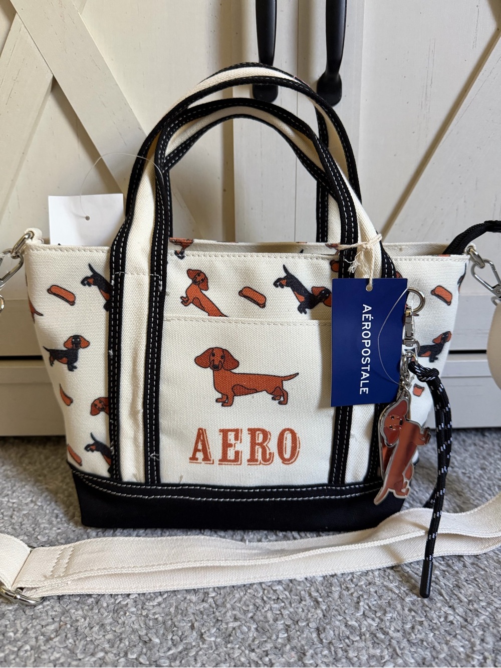 Aeropostale Aero Dachshund Doxie Dog Tote Bag Purse